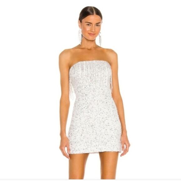 Retrofete Cassandra Dress in White Size Large Strapless Sequin Beaded NWT Bridal - Picture 1 of 13